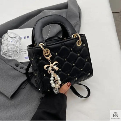 Quilted Diamond Embroidered Handbags - Fashionnsio