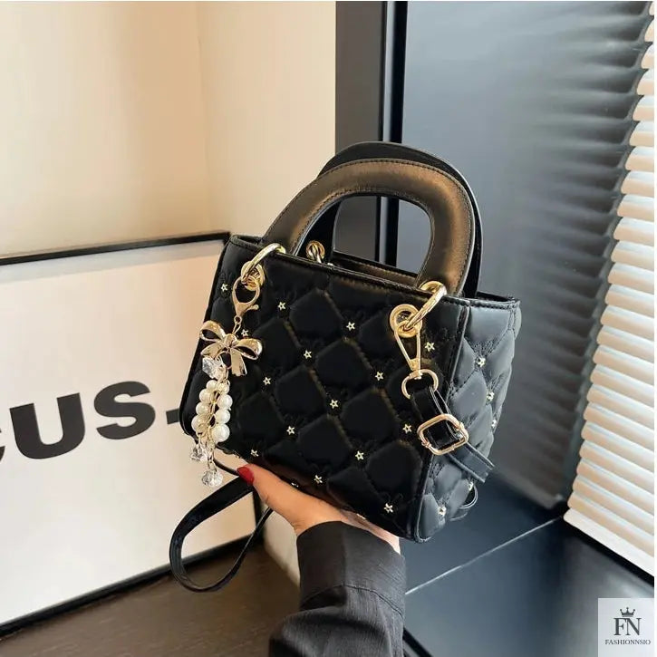 Quilted Diamond Embroidered Handbags - Fashionnsio