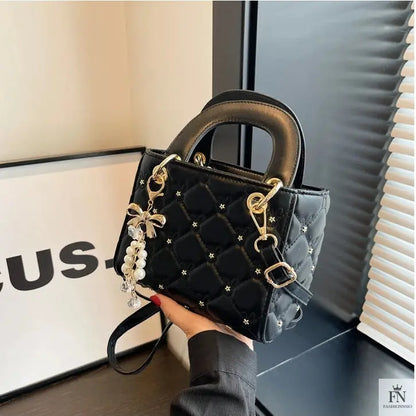 Quilted Diamond Embroidered Handbags - Fashionnsio