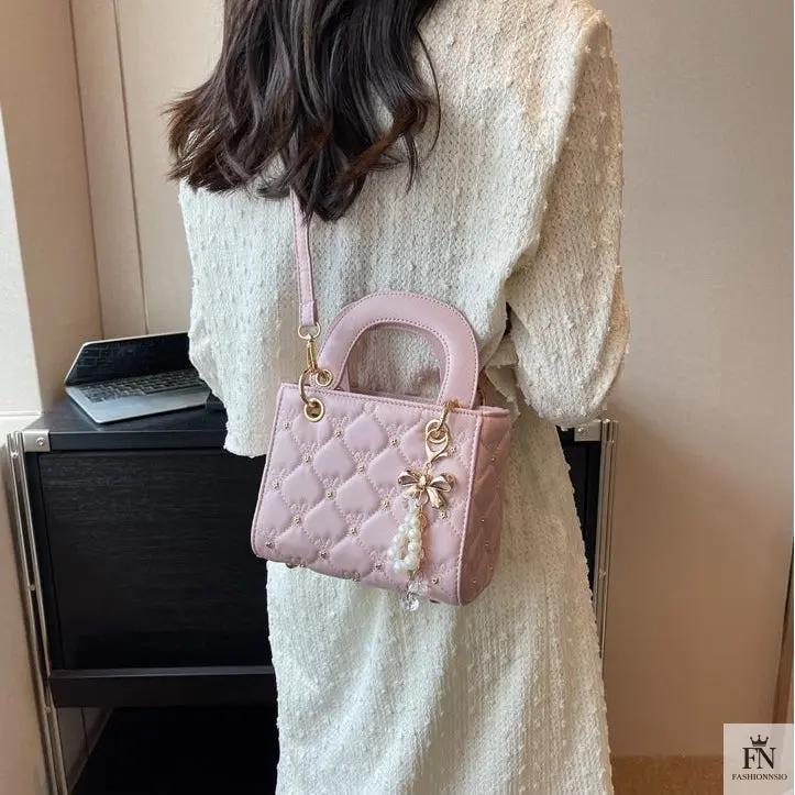 Quilted Diamond Embroidered Handbags - Fashionnsio