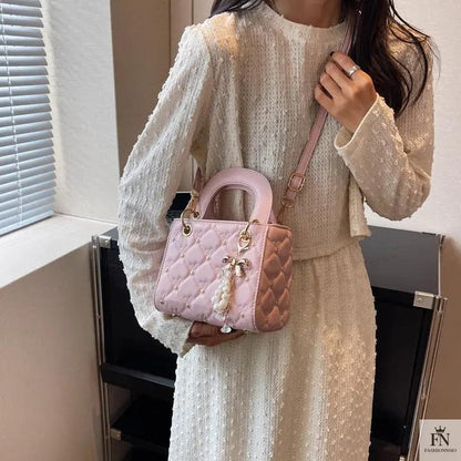 Quilted Diamond Embroidered Handbags - Fashionnsio