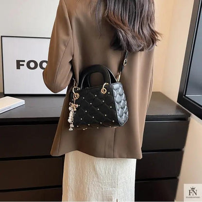 Quilted Diamond Embroidered Handbags - Fashionnsio
