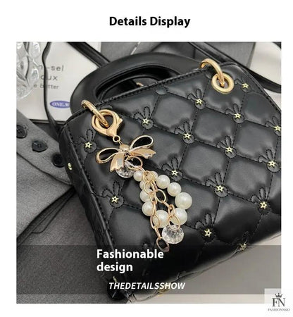 Quilted Diamond Embroidered Handbags - Fashionnsio