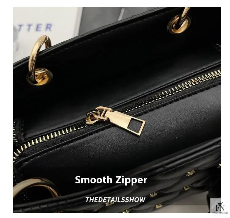 Quilted Diamond Embroidered Handbags - Fashionnsio