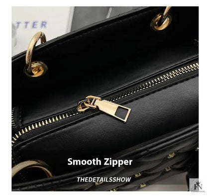 Quilted Diamond Embroidered Handbags - Fashionnsio