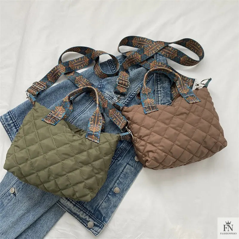 Quilted Padded Crossbody/Tote Bags - Fashionnsio