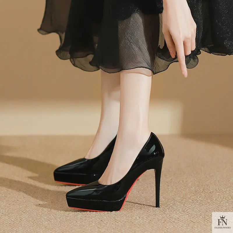 Red Bottom Platform Pointed Heels - Fashionnsio
