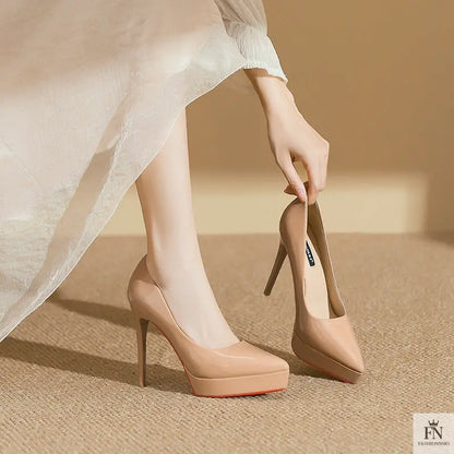 Red Bottom Platform Pointed Heels - Fashionnsio