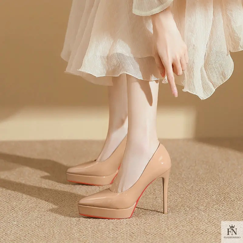Red Bottom Platform Pointed Heels - Fashionnsio