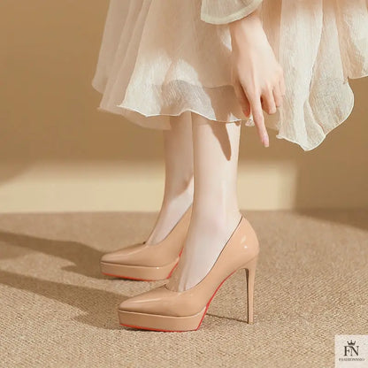 Red Bottom Platform Pointed Heels - Fashionnsio