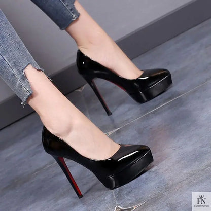 Red Bottom Platform Pointed Heels - Fashionnsio