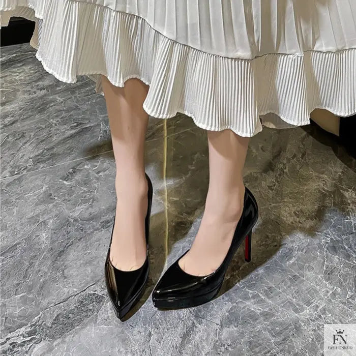 Red Bottom Platform Pointed Heels - Fashionnsio