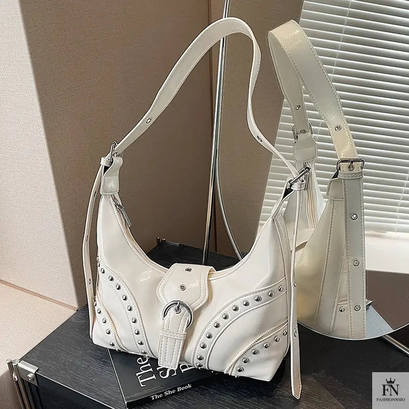 Retro Rivet Belt Buckle Shoulder Bags - Fashionnsio