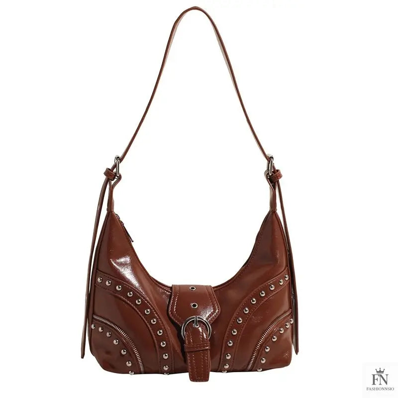 Retro Rivet Belt Buckle Shoulder Bags - Fashionnsio