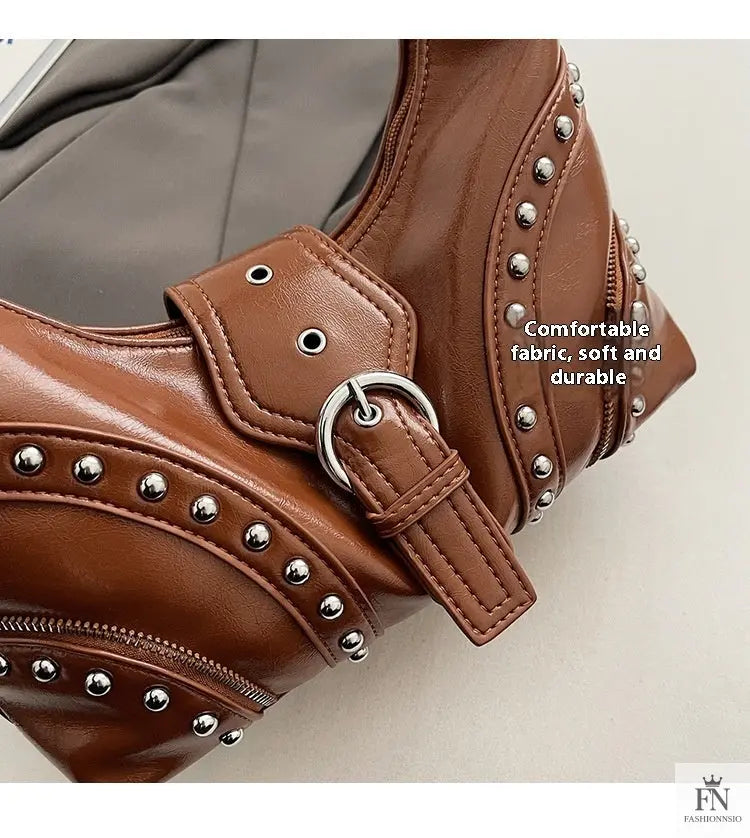 Retro Rivet Belt Buckle Shoulder Bags - Fashionnsio