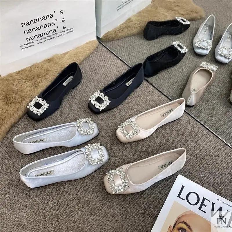 Rhinestone Embellish Women Flats - Fashionnsio