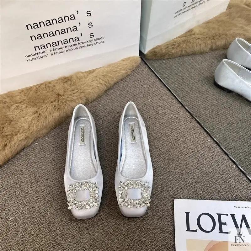 Rhinestone Embellish Women Flats - Fashionnsio