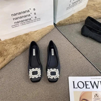 Rhinestone Embellish Women Flats - Fashionnsio