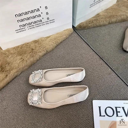 Rhinestone Embellish Women Flats - Fashionnsio