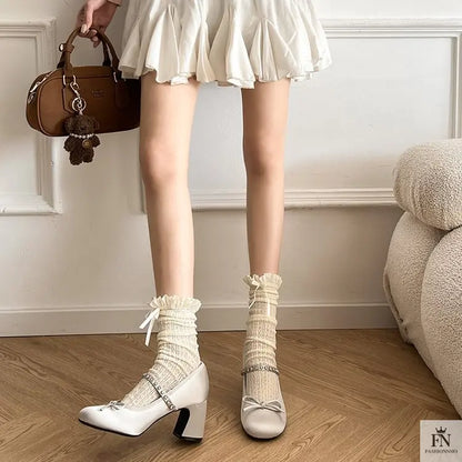 Rhinestone Strap Bow Block Heels - Fashionnsio