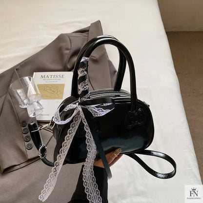 Ribbon Bow Glossy Pillow Handbags - Bow Bags - Fashionnsio