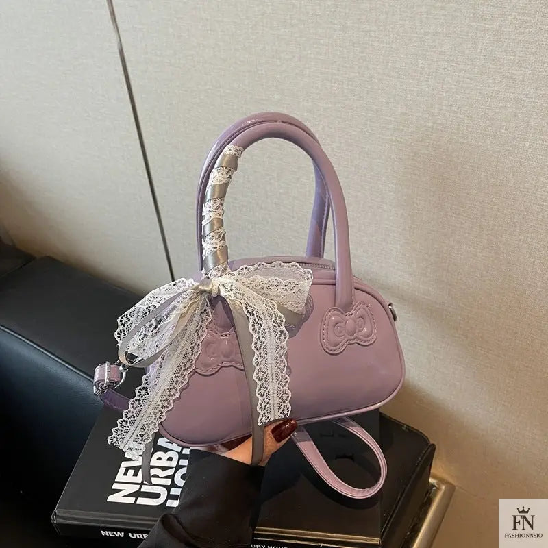 Ribbon Bow Glossy Pillow Handbags - Bow Bags - Fashionnsio