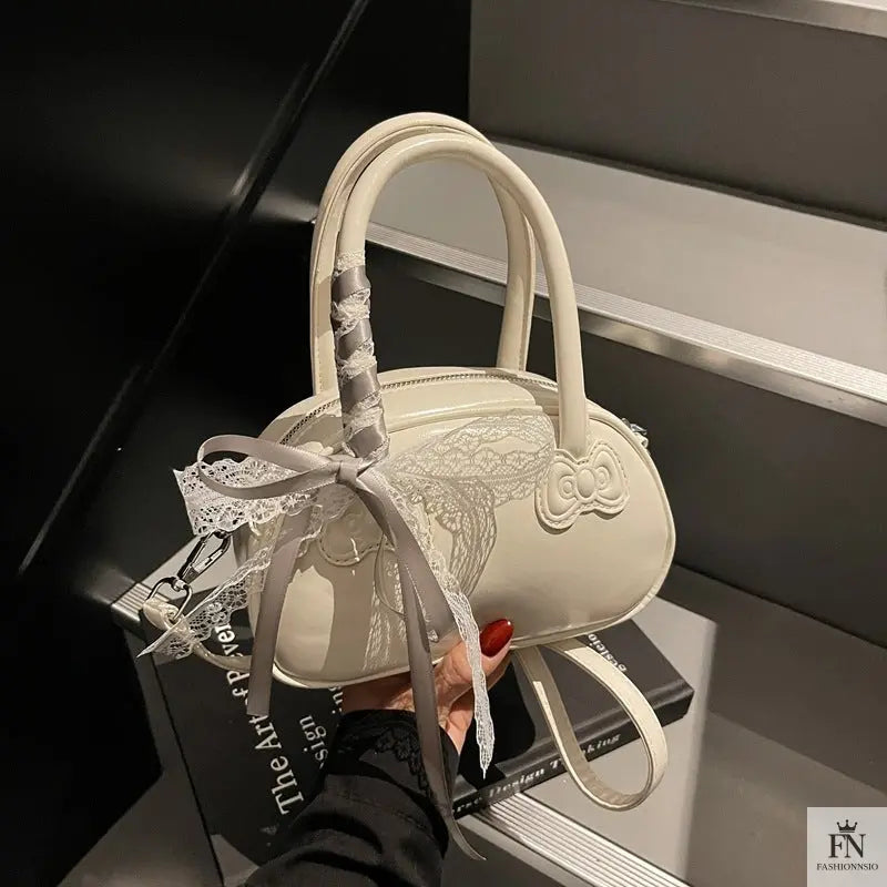 Ribbon Bow Glossy Pillow Handbags - Bow Bags - Fashionnsio