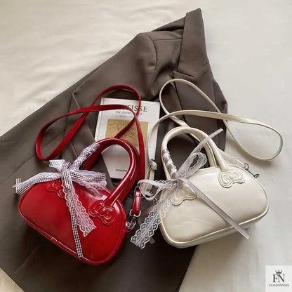 Ribbon Bow Glossy Pillow Handbags - Bow Bags - Fashionnsio