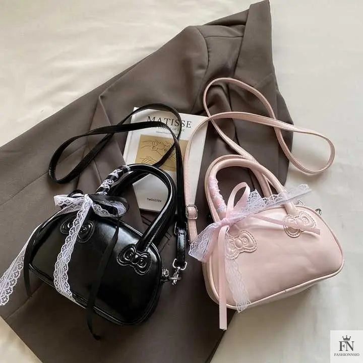 Ribbon Bow Glossy Pillow Handbags - Bow Bags - Fashionnsio