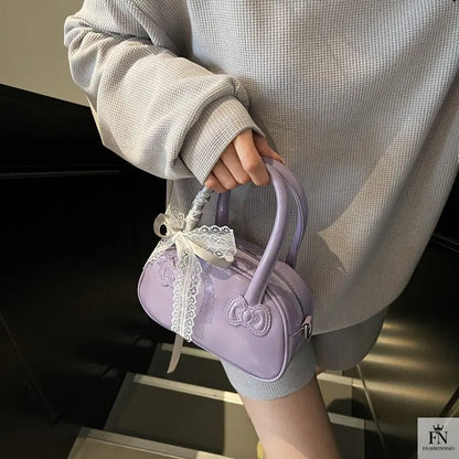 Ribbon Bow Glossy Pillow Handbags - Bow Bags - Fashionnsio