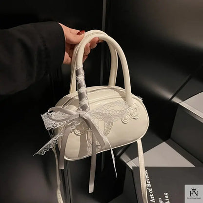 Ribbon Bow Glossy Pillow Handbags - Bow Bags - Fashionnsio