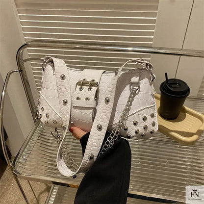 Rivet Chain Buckle Shoulder Bags - Fashionnsio