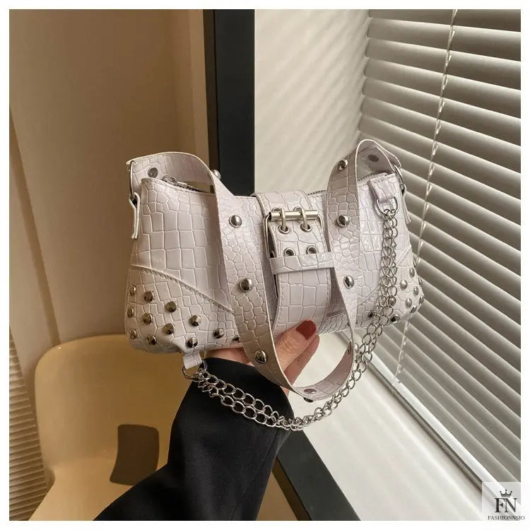 Rivet Chain Buckle Shoulder Bags - Fashionnsio