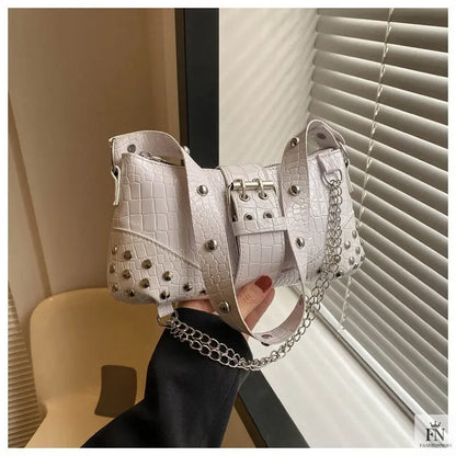 Rivet Chain Buckle Shoulder Bags - Fashionnsio