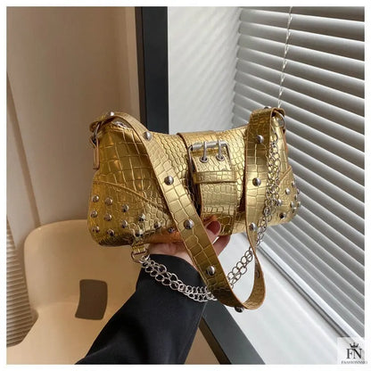 Rivet Chain Buckle Shoulder Bags - Fashionnsio