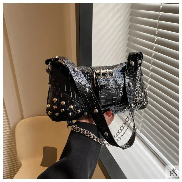 Rivet Chain Buckle Shoulder Bags - Fashionnsio