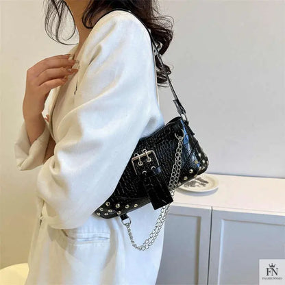 Rivet Chain Buckle Shoulder Bags - Fashionnsio