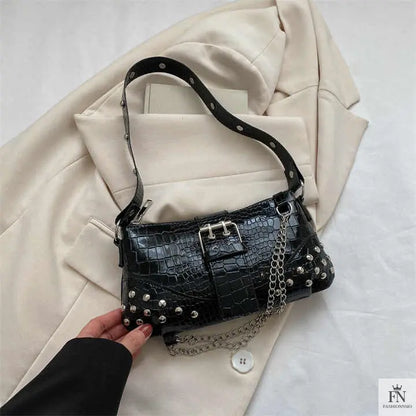 Rivet Chain Buckle Shoulder Bags - Fashionnsio