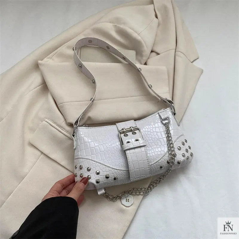 Rivet Chain Buckle Shoulder Bags - Fashionnsio