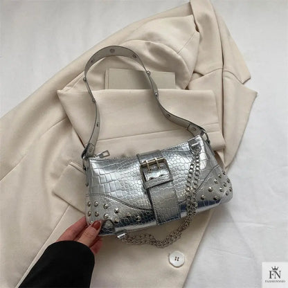 Rivet Chain Buckle Shoulder Bags - Fashionnsio