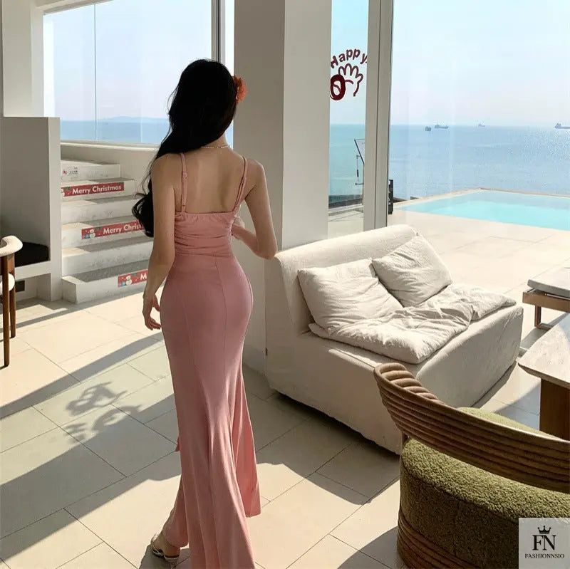 Rose Ruffle Bodycon Long Dress