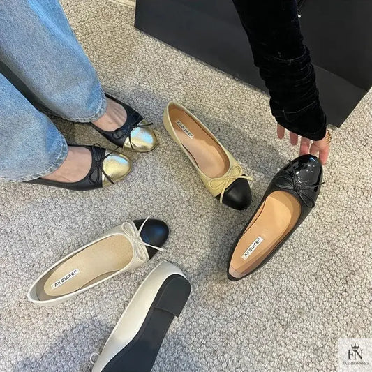 Round Toe Bowknot Flats - Fashionnsio