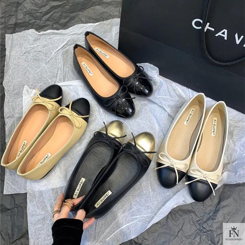 Round Toe Bowknot Flats - Fashionnsio