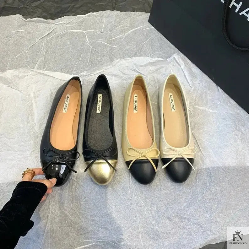 Round Toe Bowknot Flats - Fashionnsio