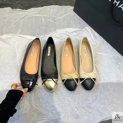 Round Toe Bowknot Flats - Fashionnsio