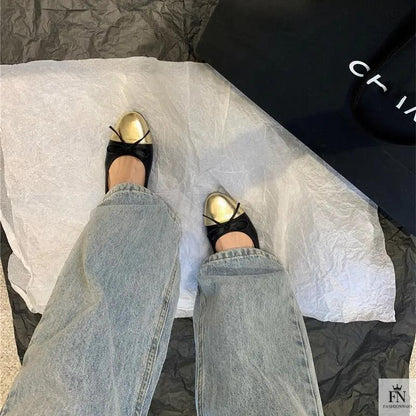 Round Toe Bowknot Flats - Fashionnsio