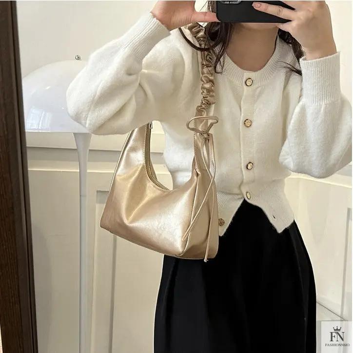 Ruched Handle Shoulder Bags - Fashionnsio