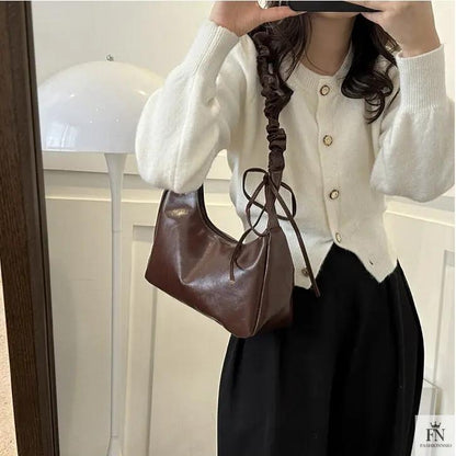 Ruched Handle Shoulder Bags - Fashionnsio