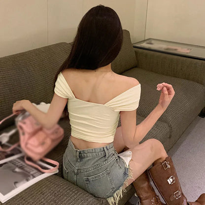 Pleated Bow Strap Crop Top