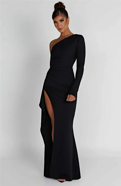 One-shoulder Bodycon Slit Dress